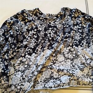 Free People Movement Inspire Long Sleeve Tee Black and White Floral Sweatshirt